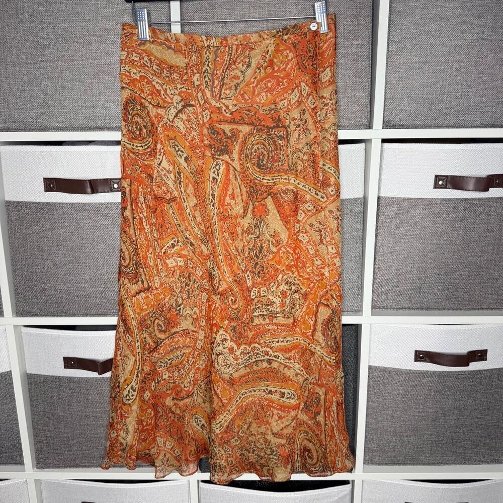 Charter Club Paisley 100% Silk Wrap Midi Skirt Size 8